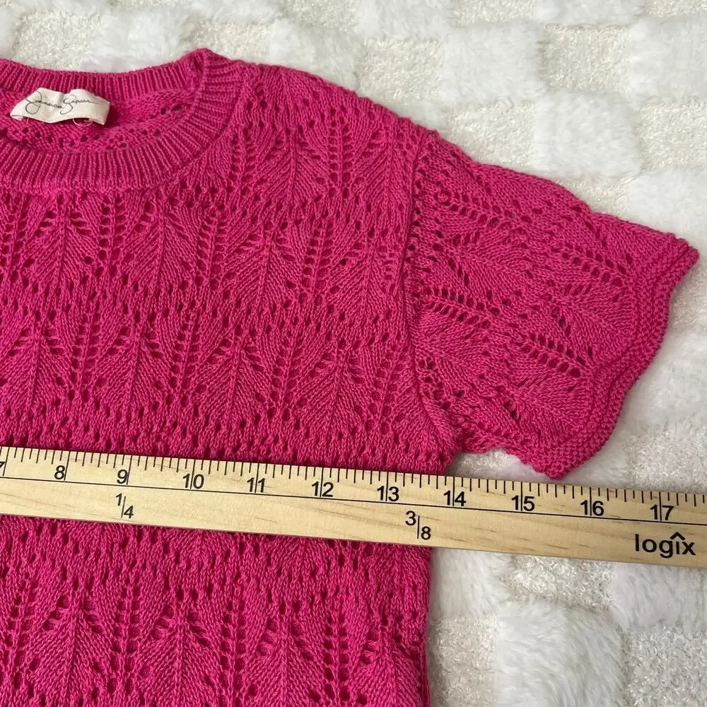 Jessica Simpson Girls Size 5 Pink Pointelle Knit 2 Piece Set Top Pants Lined